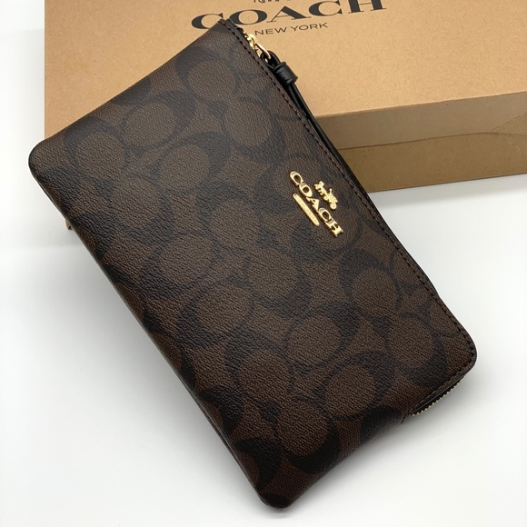 Coach Large Corner Zip Wristlet Signature Canvas - Picture 2 of 9